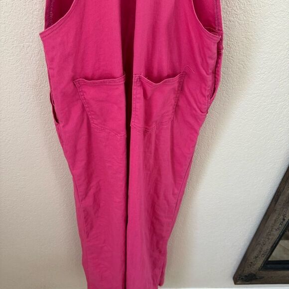 Women’s Large Pink Overalls with Frayed Hems and Wide Legs - Picture 6 of 8